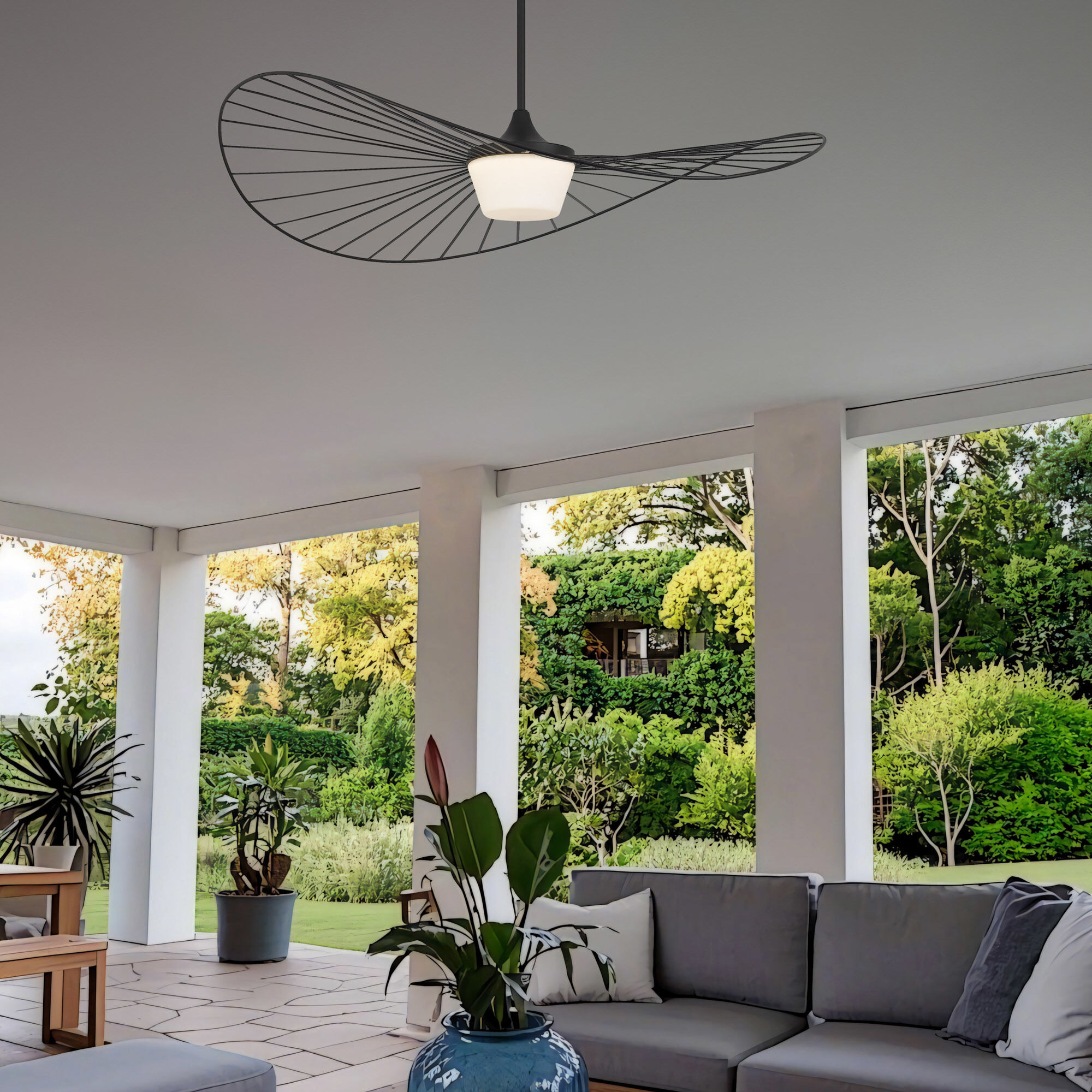 New Wave LED 44 inch Sand Black Outdoor Pendant